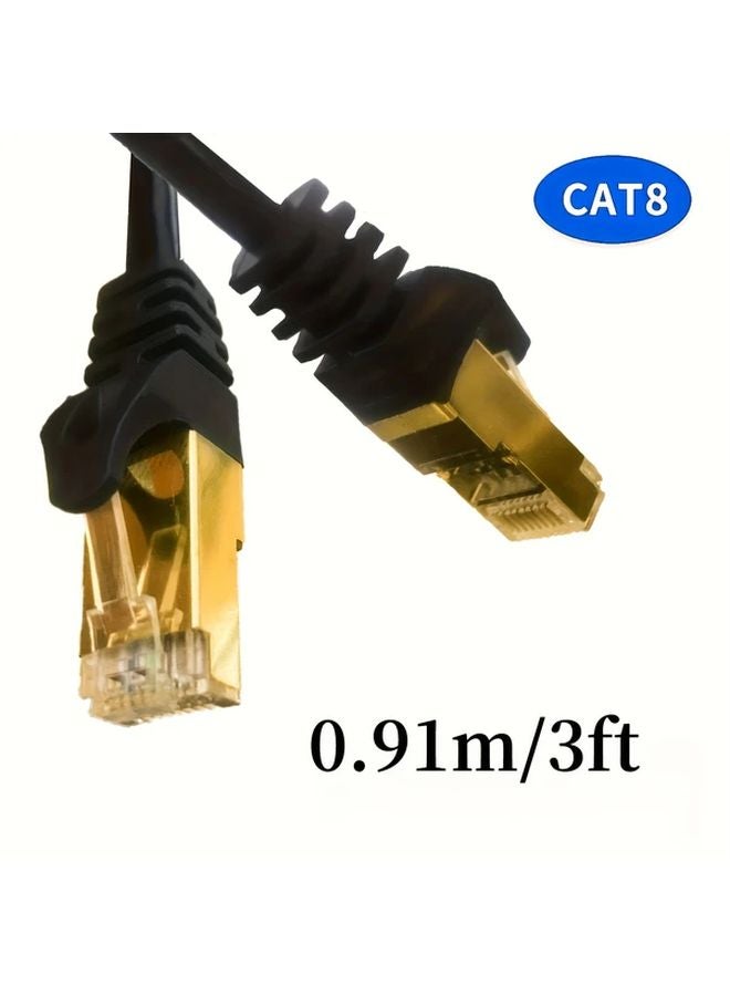 كابل إيثرنت عالي السرعة CAT8 بطول 50 قدمًا، سرعة 40 جيجابت في الثانية، تردد 2000 ميجاهرتز، سلك LAN من النوع S/FTP، موصل RJ45 مطلي بالذهب لأجهزة التوجيه والمودمات الخاصة بالألعاب. - Image 3